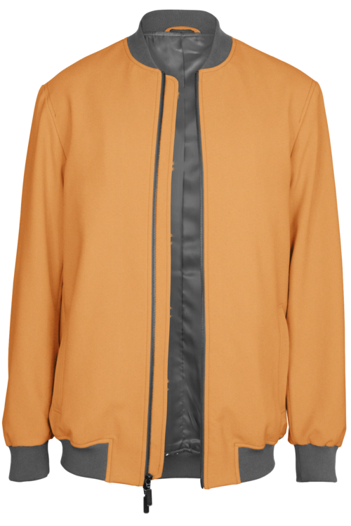 Beige Solid Bomber Jacket