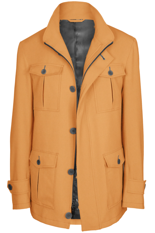 Beige Solid Five Button Field Jacket