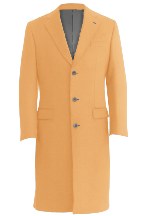Beige Solid Three Button Topcoat