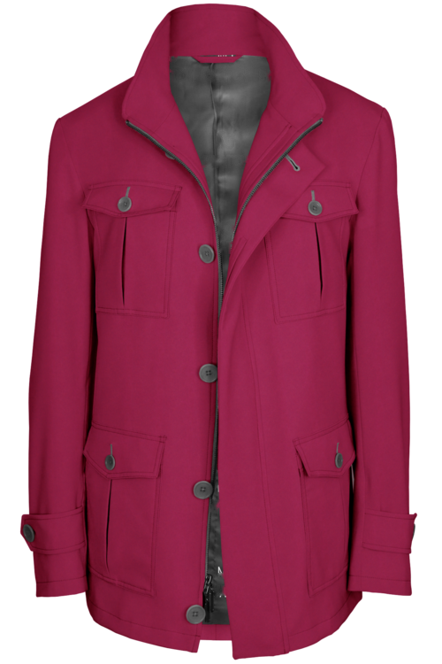 Berry Solid Five Button Field Jacket