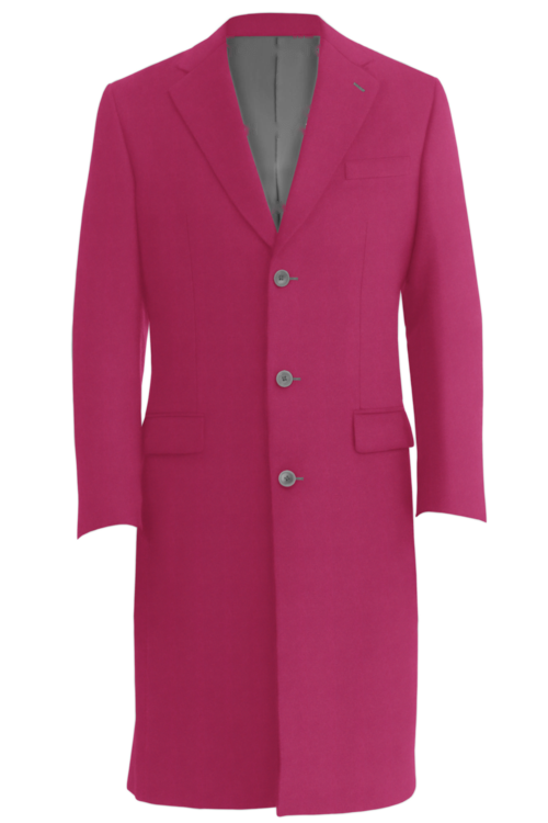 Berry Solid Three Button Topcoat