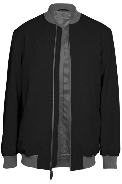 Black Solid Bomber Jacket