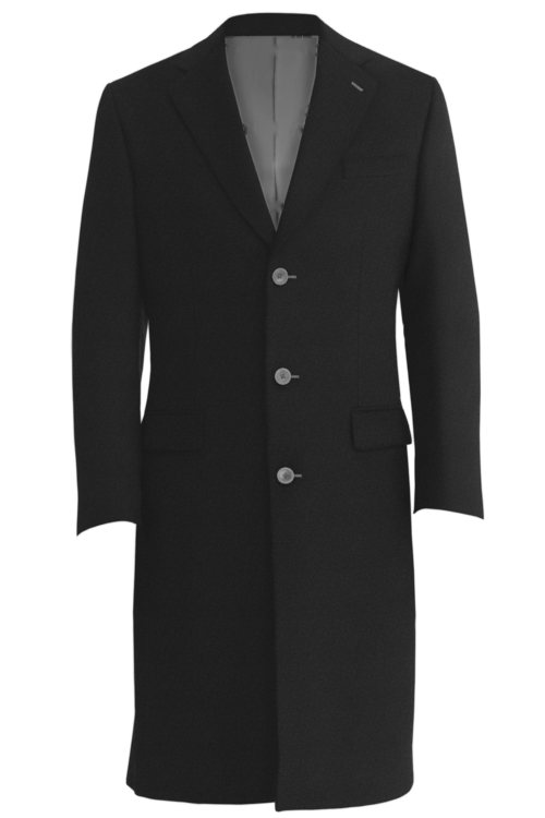 Black Solid Three Button Topcoat