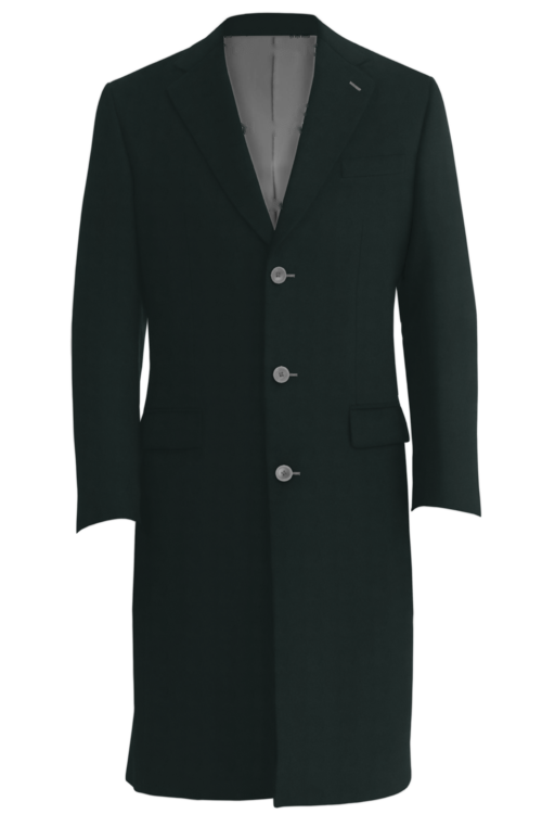 Black Solid Three Button Topcoat