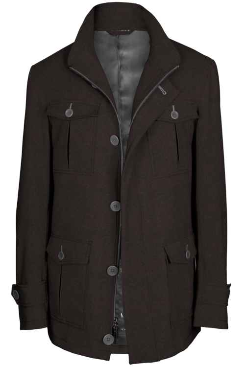 Black Twill Five Button Field Jacket