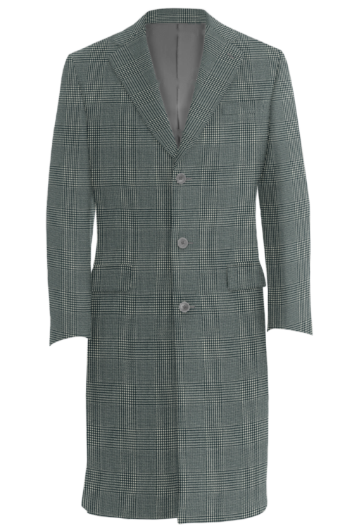 Black White Glen Plaid Three Button Topcoat