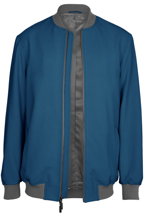 Blue Solid Bomber Jacket