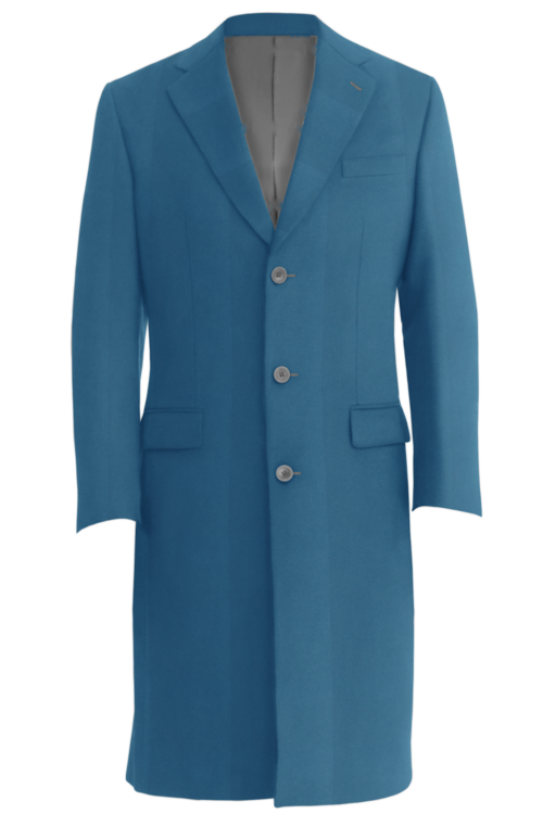 Blue Solid Three Button Topcoat