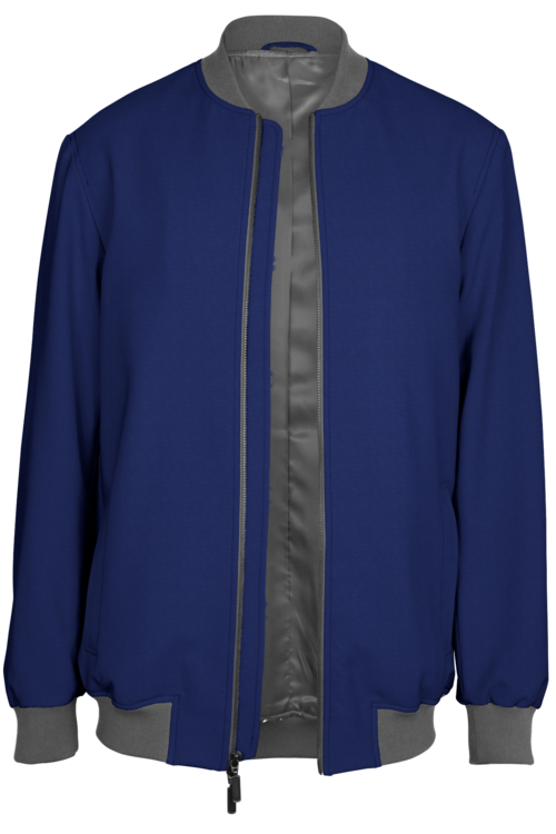 Blue Solid Bomber Jacket