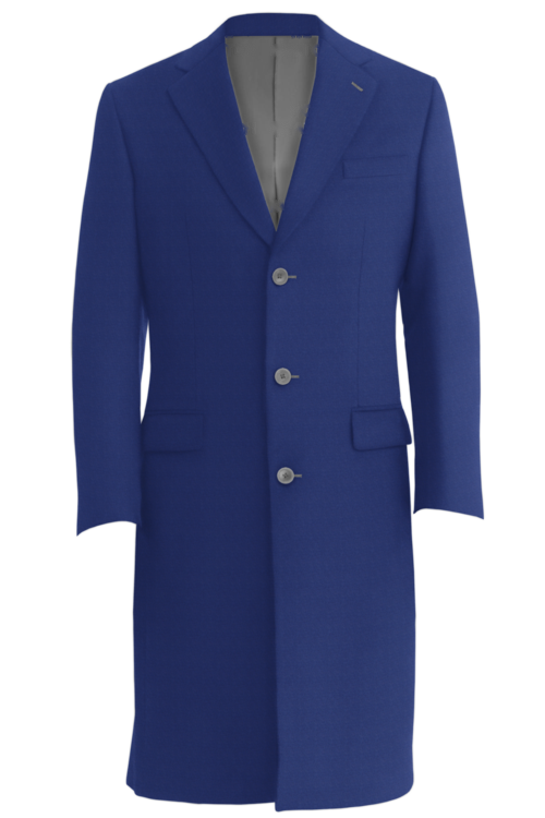 Blue Solid Three Button Topcoat