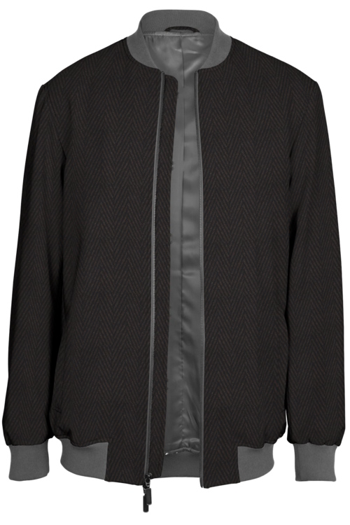 Brown Herringbone Bomber Jacket