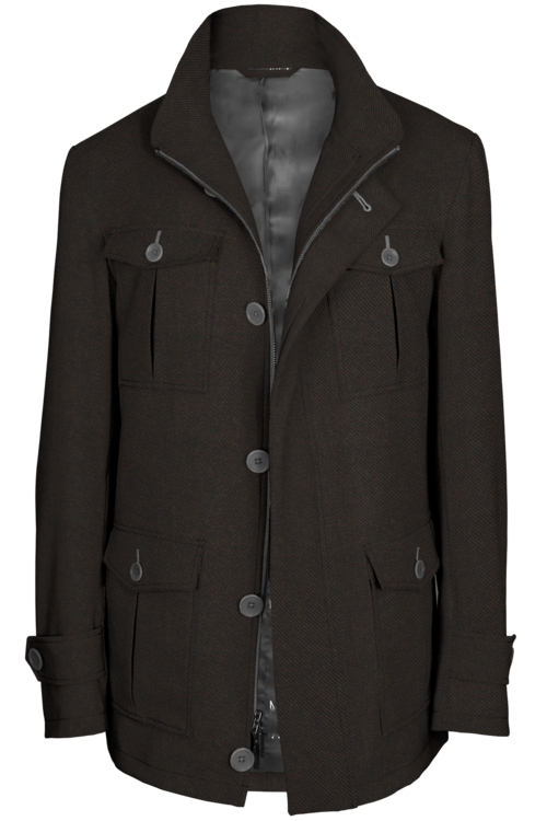 Brown Twill Five Button Field Jacket