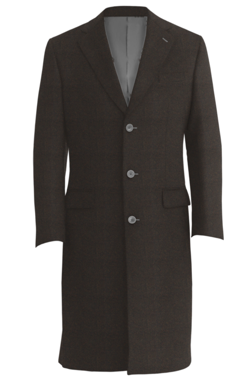 Brown Twill Three Button Topcoat