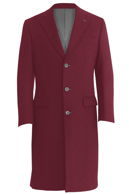 Burgundy Solid Three Button Topcoat