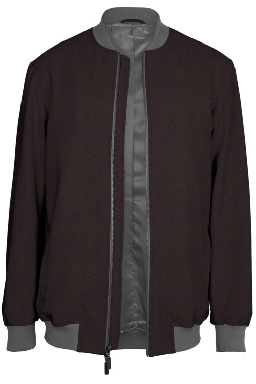 Burgundy Twill Bomber Jacket
