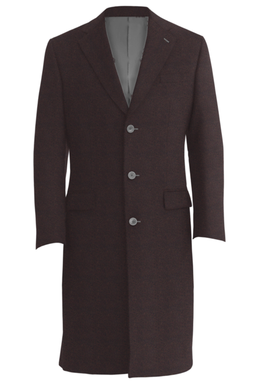 Burgundy Twill Three Button Topcoat