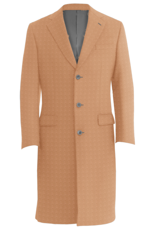 Camel Solid Three Button Topcoat