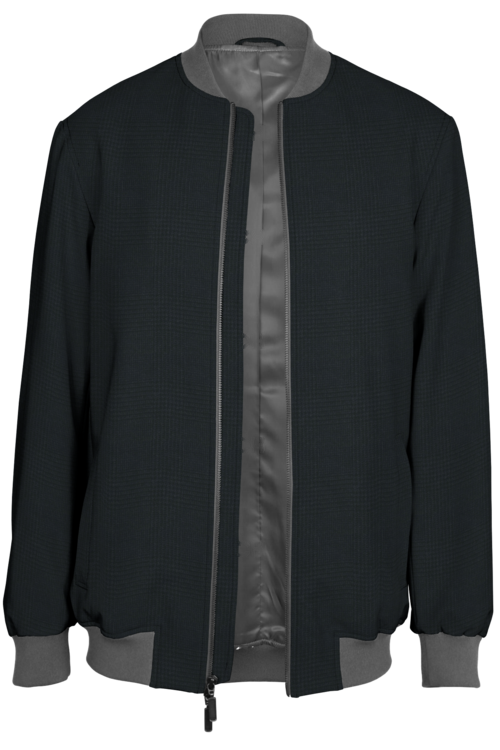 Charcoal Glen Plaid Bomber Jacket
