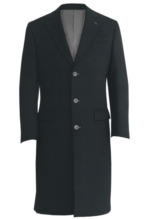Charcoal Glen Plaid Three Button Topcoat