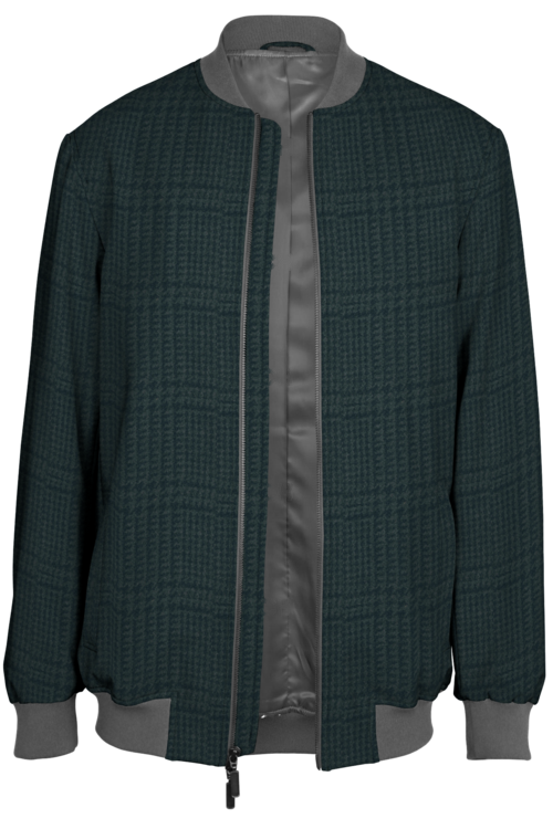 Charcoal Glen Plaid Bomber Jacket