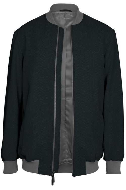 Charcoal Herringbone Bomber Jacket