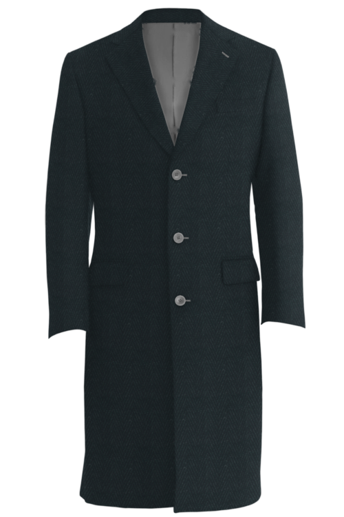 Charcoal Herringbone Three Button Topcoat
