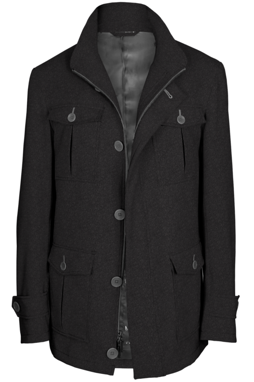 Charcoal Solid Five Button Field Jacket