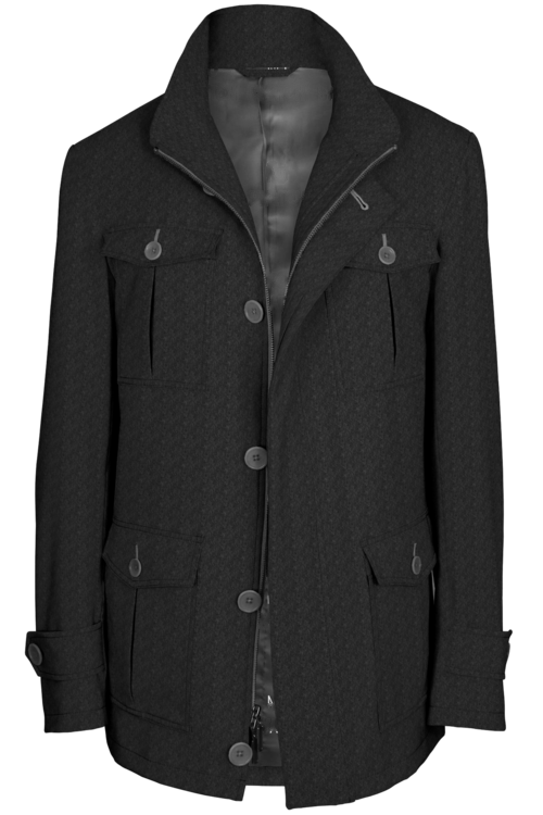 Charcoal Solid Five Button Field Jacket