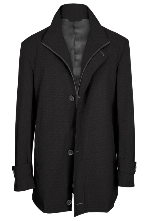 Charcoal Solid Four Button Zippered Car Coat