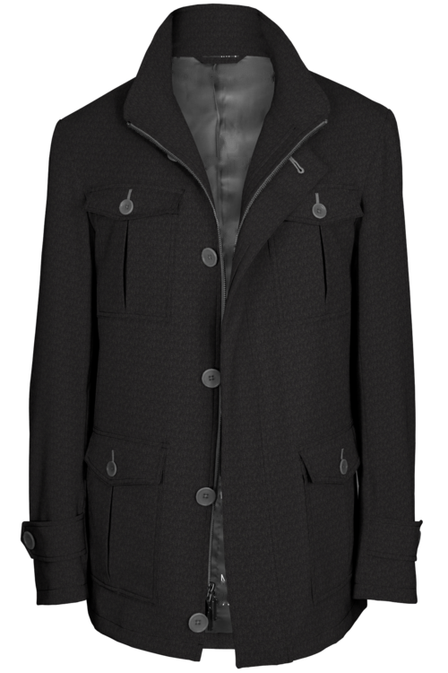 Charcoal Solid Five Button Field Jacket