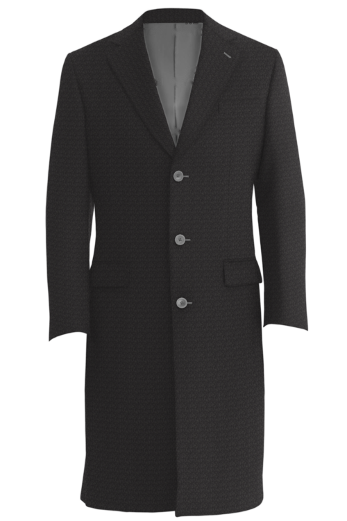 Charcoal Solid Three Button Topcoat