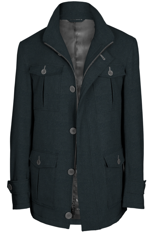 Charcoal Twill Five Button Field Jacket