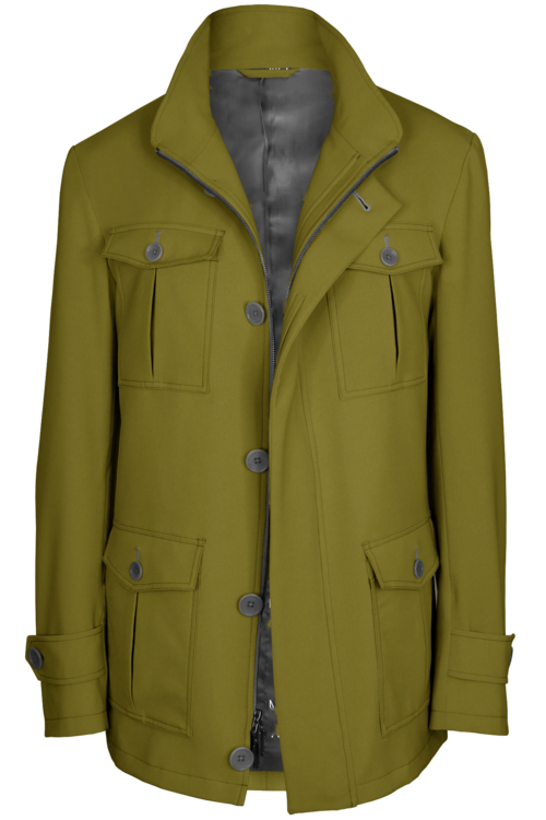 Chartreuse Solid Five Button Field Jacket