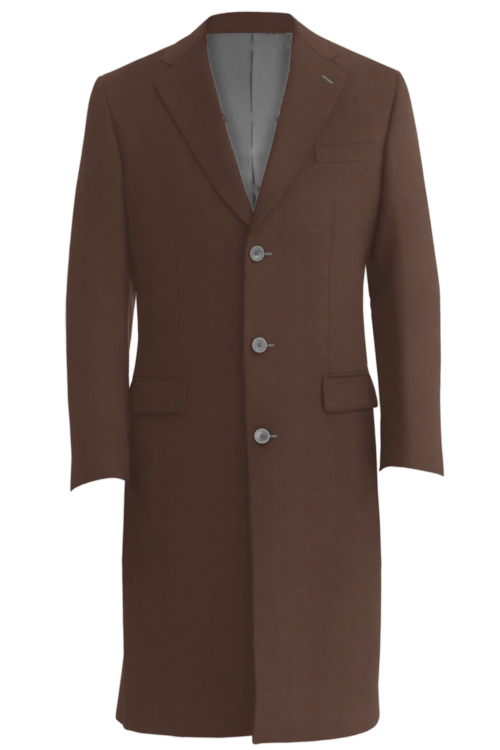Chocolate Solid Three Button Topcoat
