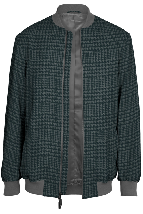 Grey Glen Plaid Bomber Jacket