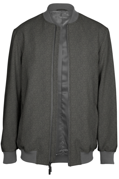 Grey Solid Bomber Jacket