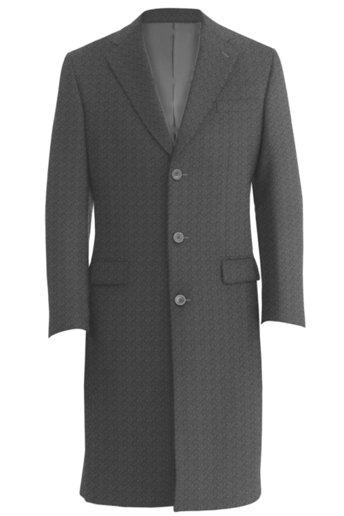 Grey Solid Three Button Topcoat