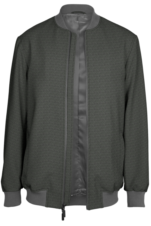 Grey Solid Bomber Jacket