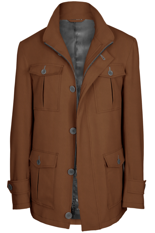 Honey Solid Five Button Field Jacket