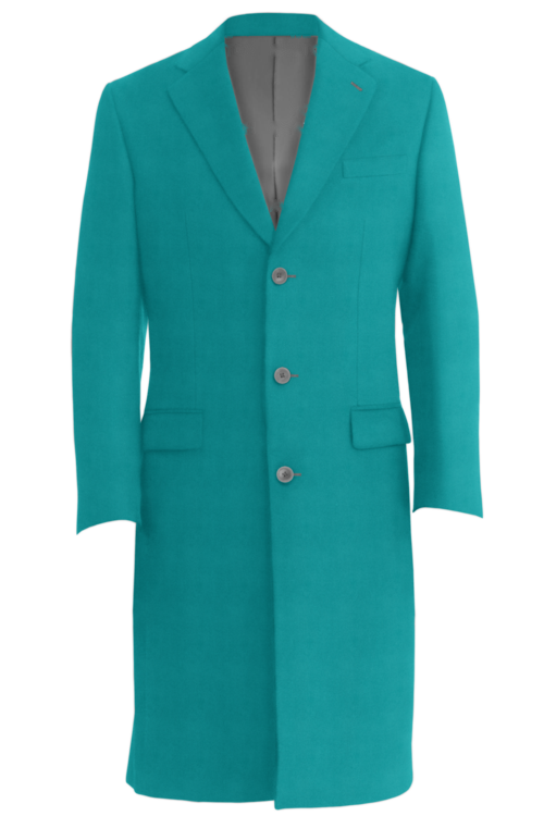 Light Blue Solid Three Button Topcoat