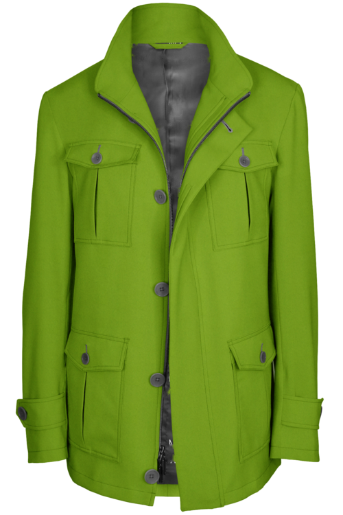Lime Solid Five Button Field Jacket