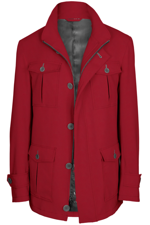 Maroon Solid Five Button Field Jacket
