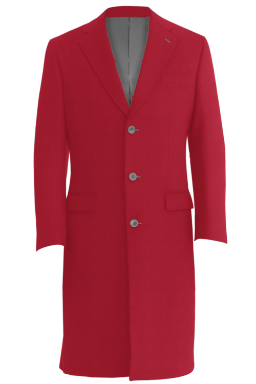 Maroon Solid Three Button Topcoat