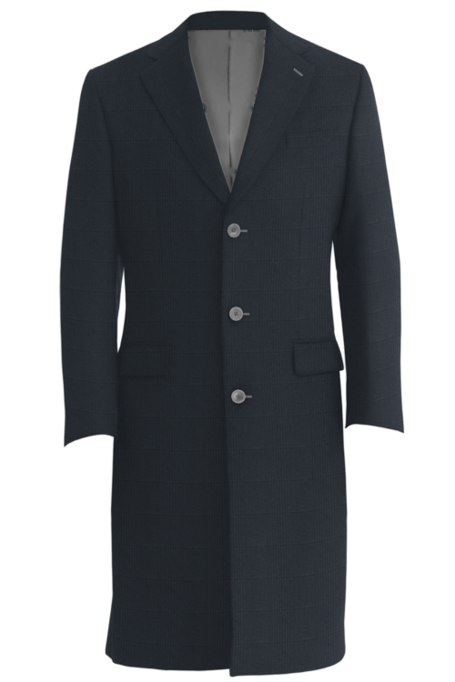 Navy Glen Plaid Three Button Topcoat