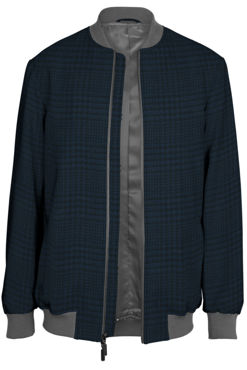 Navy Glen Plaid Bomber Jacket