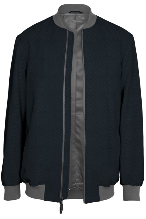Navy Herringbone Bomber Jacket