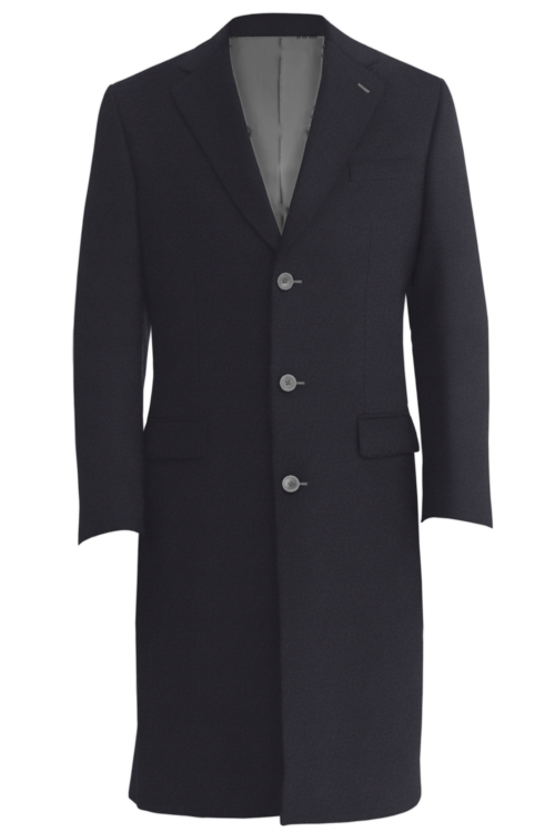 Navy Solid Three Button Topcoat