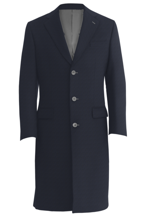 Navy Solid Three Button Topcoat