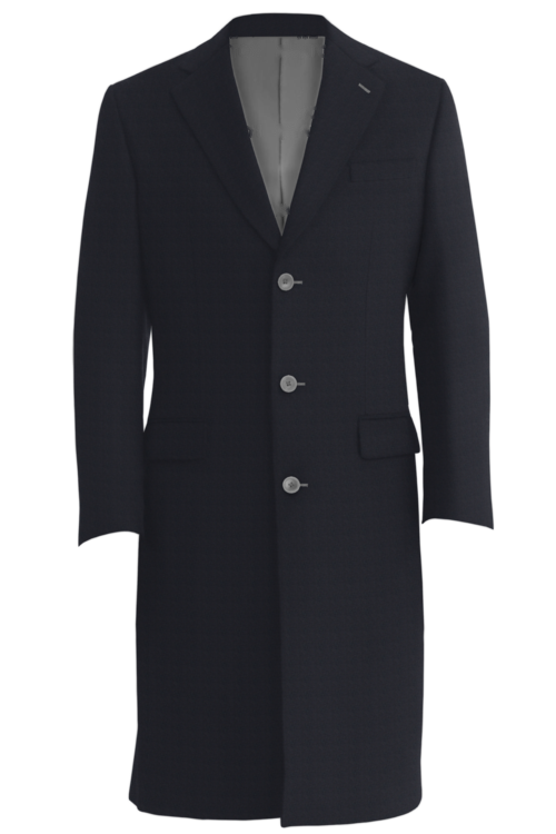 Navy Solid Three Button Topcoat
