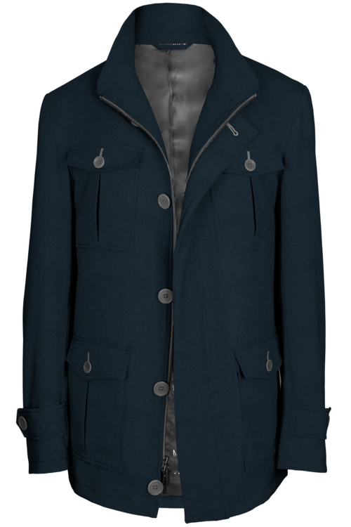 Navy Twill Five Button Field Jacket